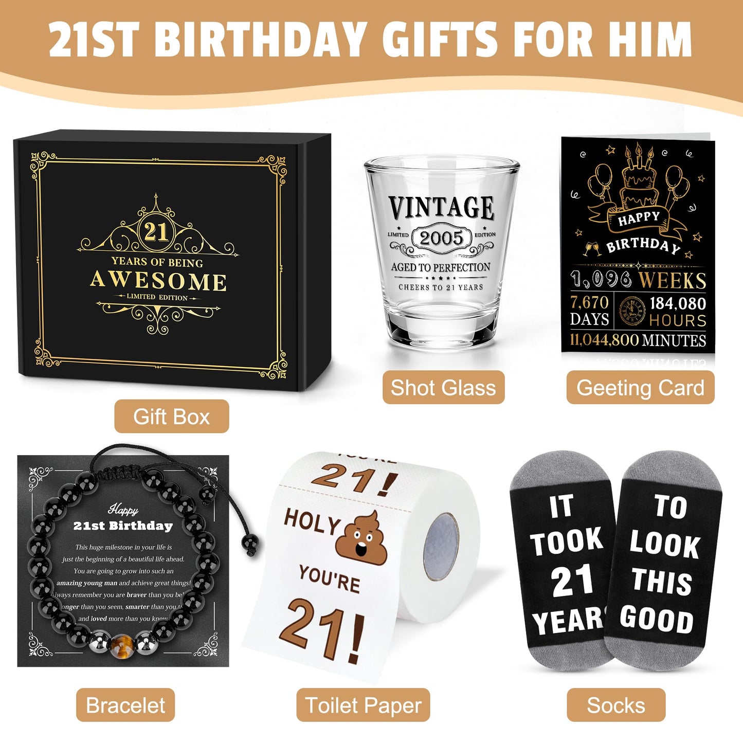 21st Birthday Gifts for Him Funny Gift Ideas for 21 Year Old Male Cool 21 Years Old Birthday Gifts for Him Happy 21st Bday Decorations Accessories for Guys Men Boy Son Unique 21 Year Olds Must Haves