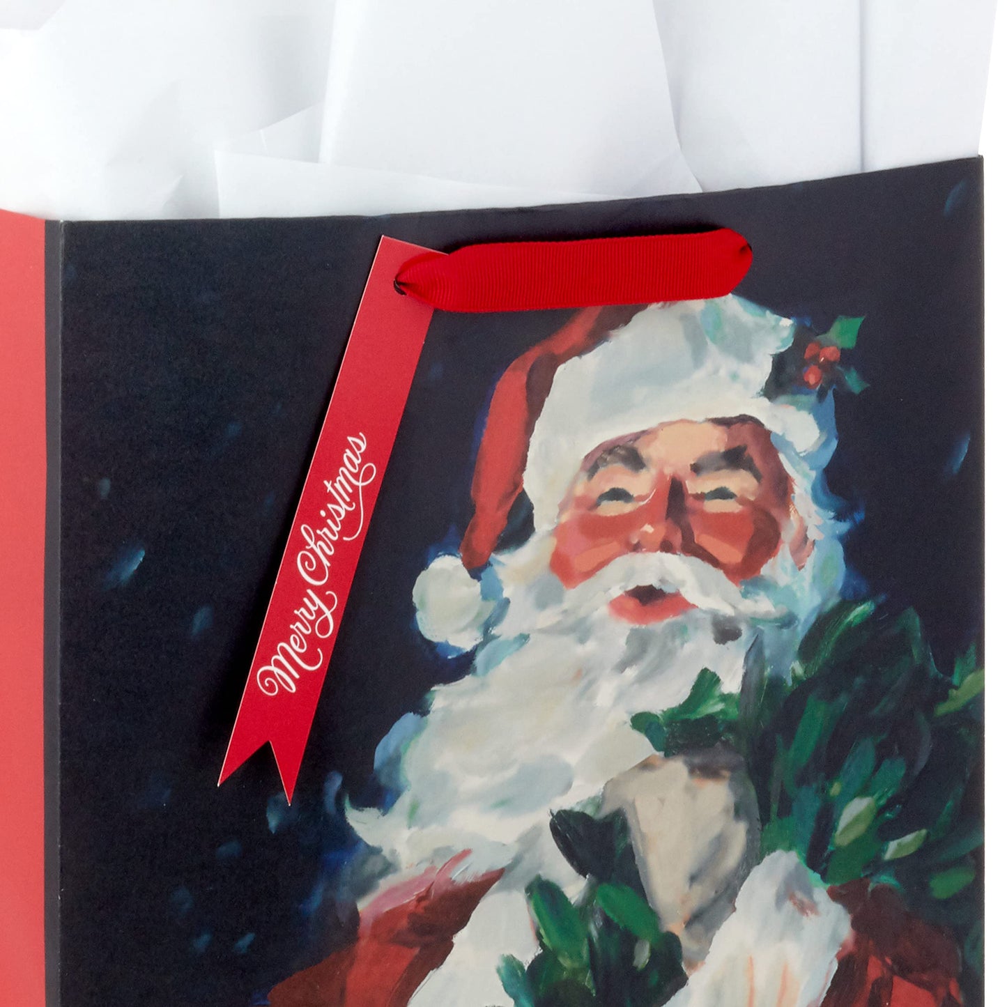 Hallmark 13" Large Christmas Gift Bag with Tissue Paper and Gift Tag (Traditional Santa Claus) for Kids, Adults, Friends, Family