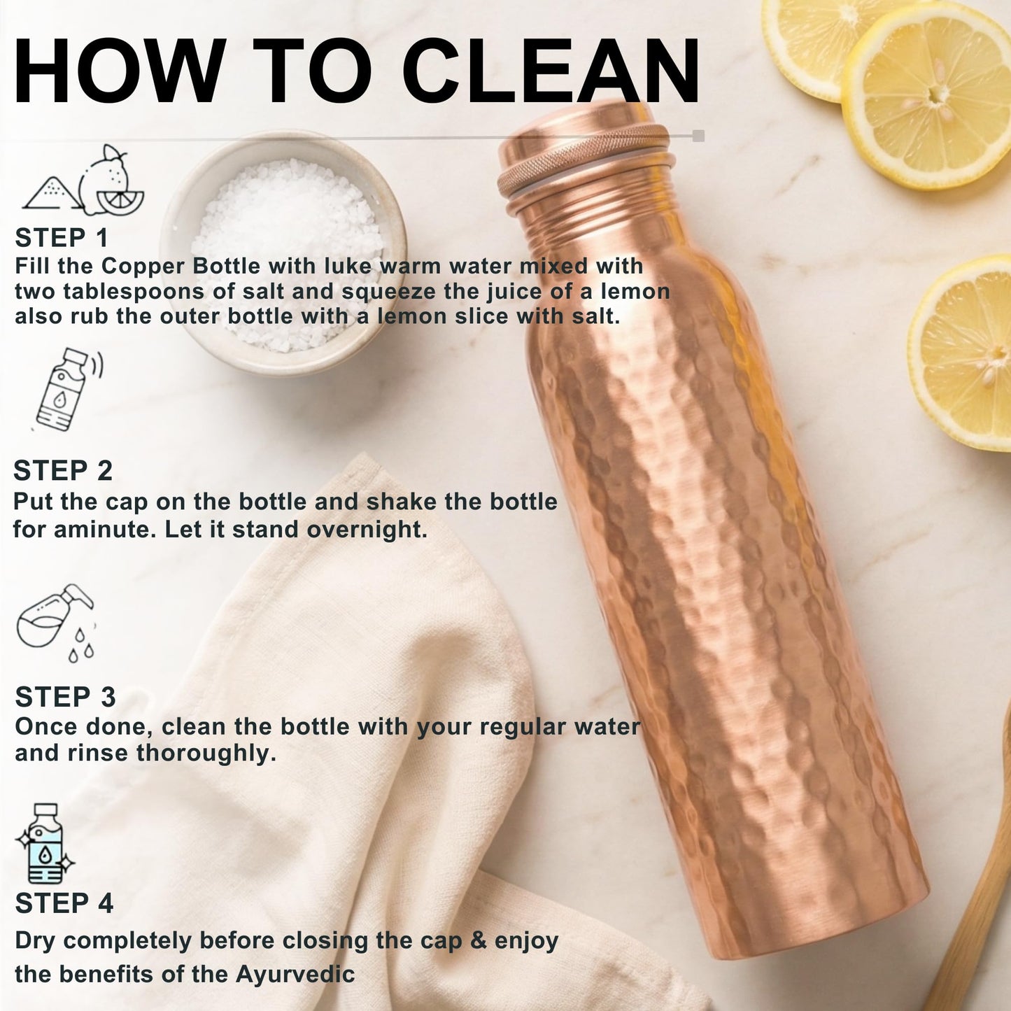Copper Water Bottle 34oz - 100% Pure Ayurvedic Handcrafted Design - Eco-friendly Premium Quality - Bpa-free Heavy Duty Leak-proof & Lab-tested - Health Benefits for Daily Use, Sports, Travel & Gifting