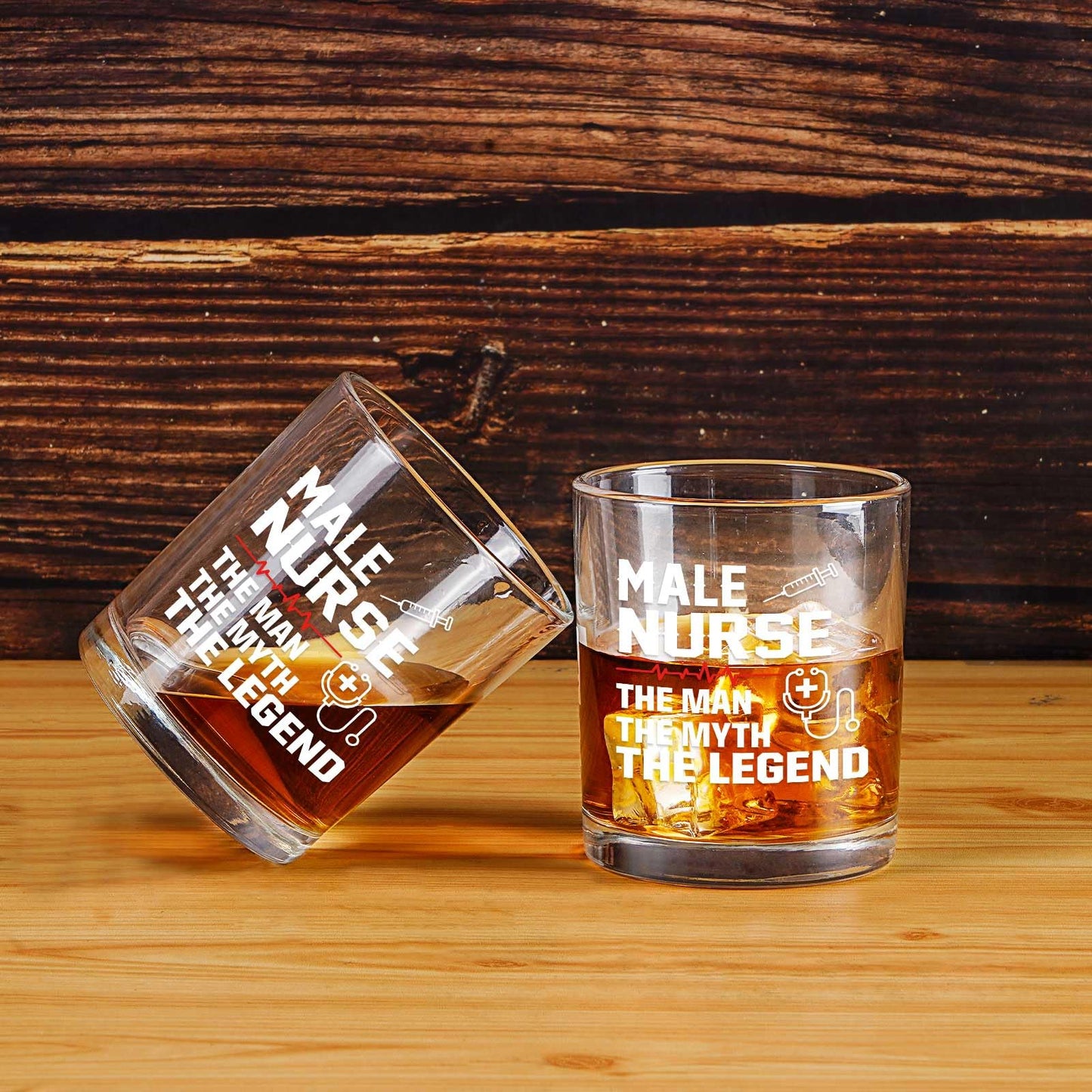 Futtumy 10Oz Male Nurse Whisky Glasses, Nurses Week Gifts for Men Male, Nurse Practitioner Nursing Student Gifts for Practitioner Graduate