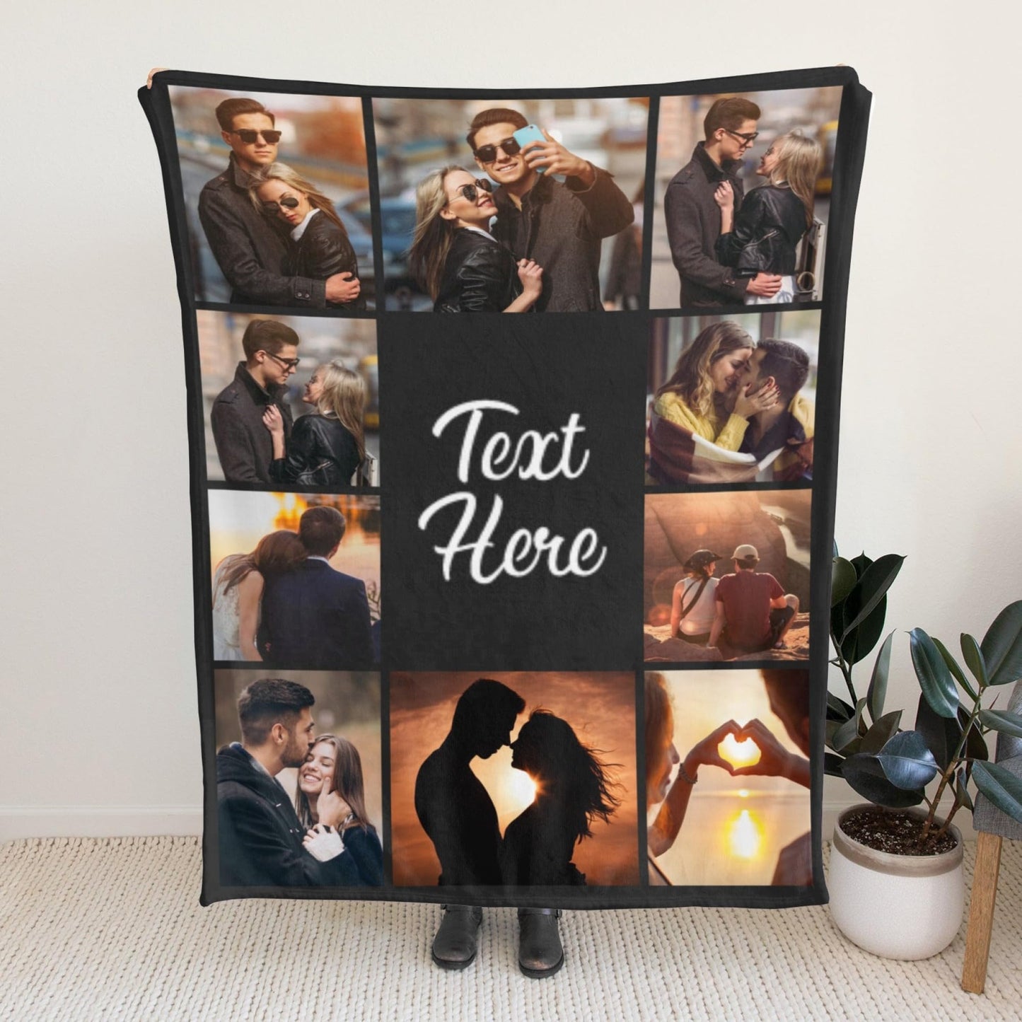 Printwoo Custom Blanket with Picture Text Customized Throw Personalized, Customizable, Photo Blankets Customize Gifts for Mom, Dad, Couple, Girlfriend, Boyfriend, Wife, Husband, D10 Photos-1