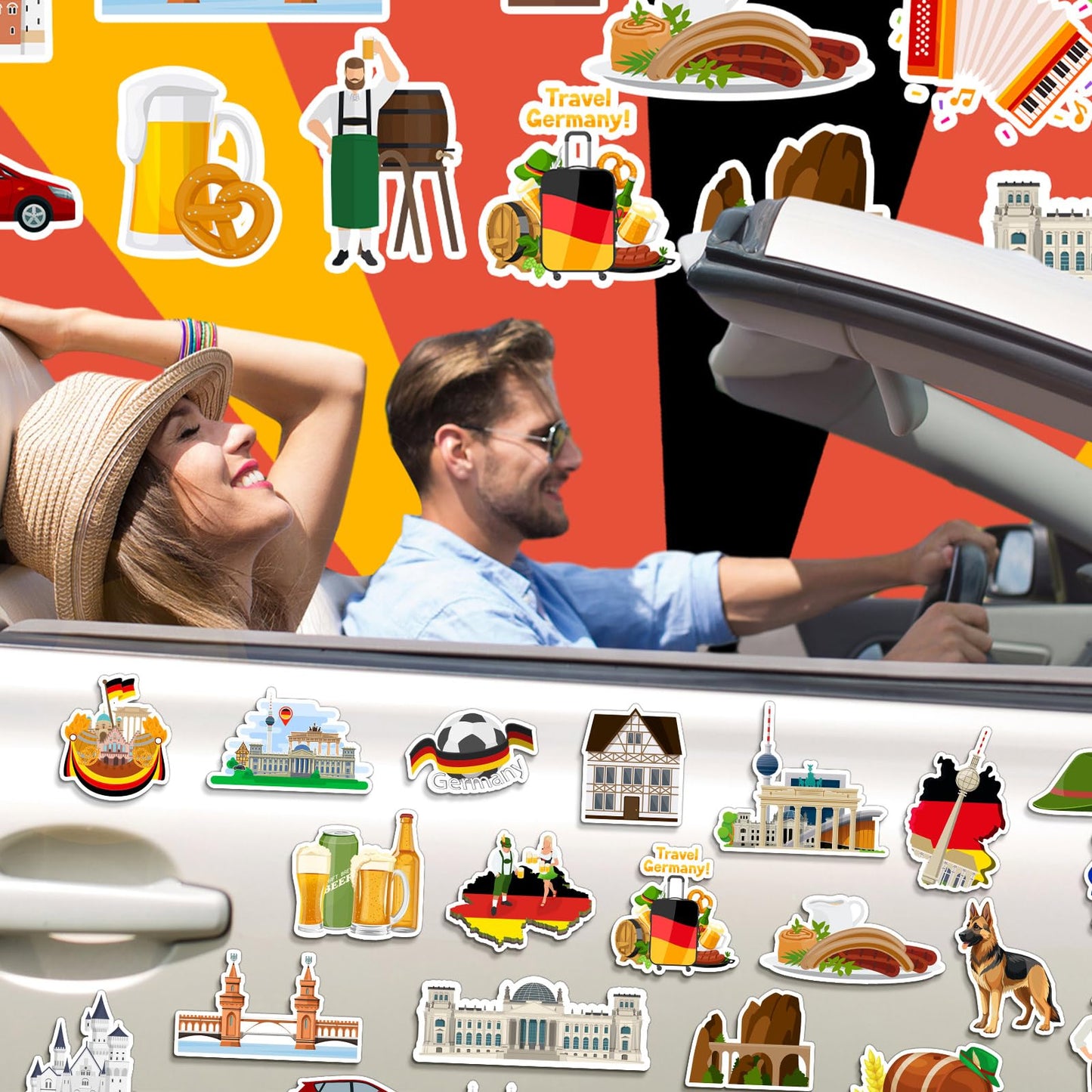 Konohan 30 Pcs Germany Souvenirs Gifts Germany Magnet for Refrigerator Country City Magnetic Refrigerator Stickers for Home Decoration
