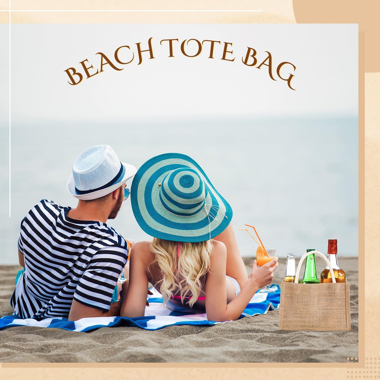 24 Pcs Burlap Tote Bag Mini Jute Reusable Waterproof Bag with Handles Small Blank Canvas for Wedding Beach DIY Gift(Classic,9.06 x 6.3 x 5.12)