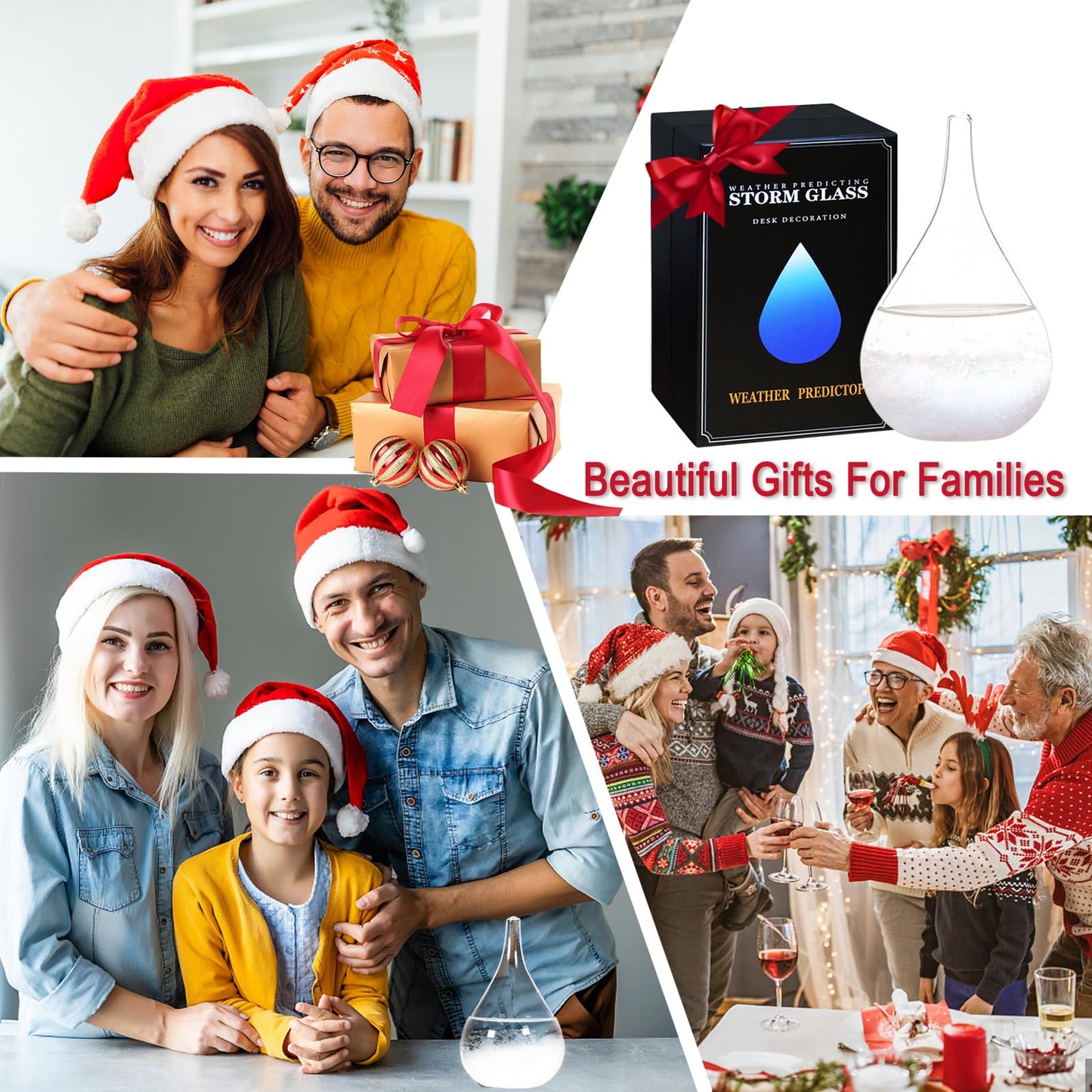 Unique Christmas Gifts, Storm Glass Weather Predictor,Mini Transparent Drop-Shaped Glass Snow Globe,Cool GIFS and Home/Office Desk Decorations