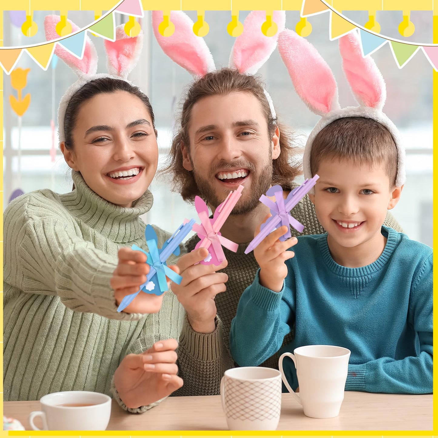 Tinlade 108 Pcs Easter Bunny Sticky Notes with Pens Ribbons Bulk Pastel Easter Gifts Rabbit Notepad Mini Memo Pads for Coworker Teacher Office Spring Party Favors Basket Stuffer Goodie Bags Fillers