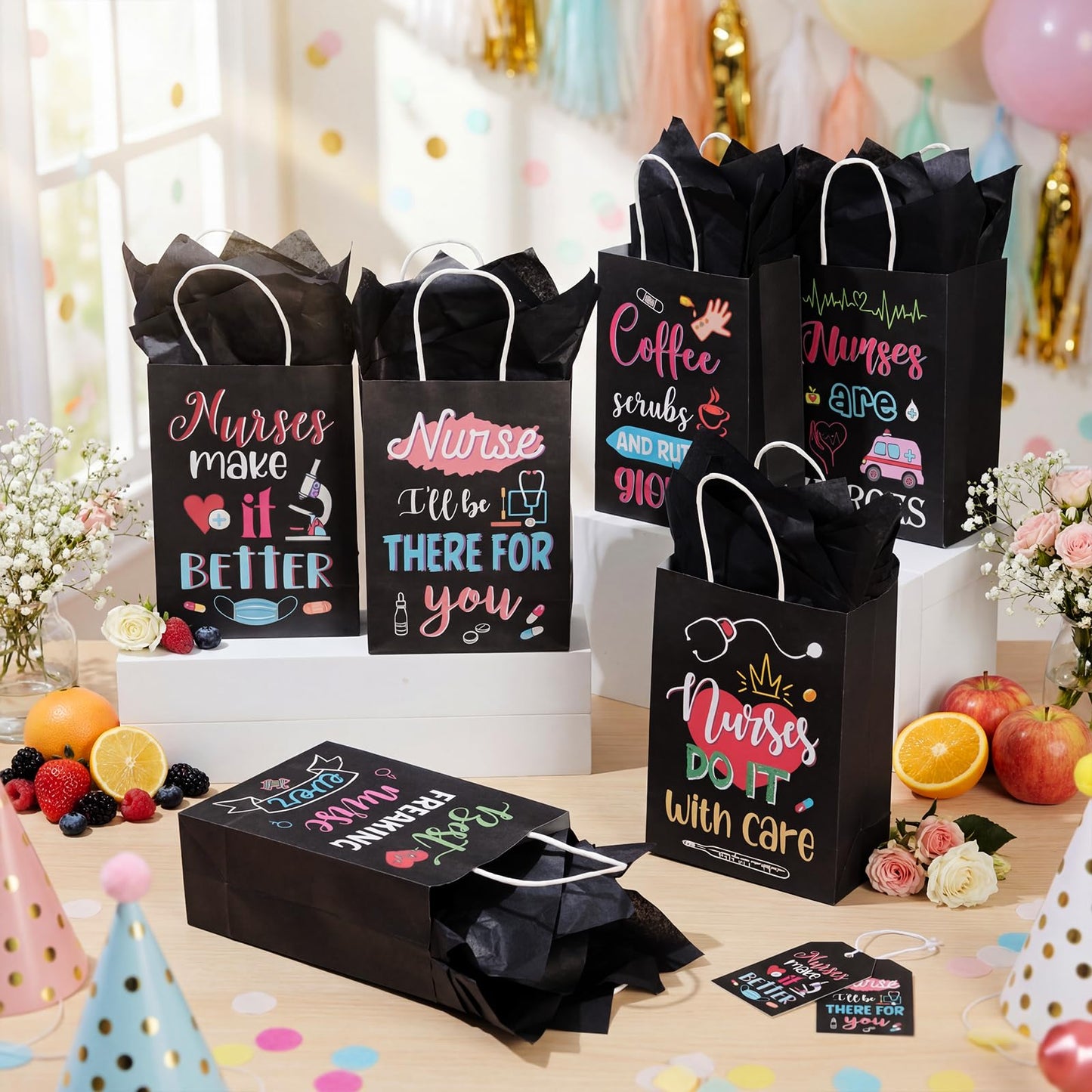 Resholder 30 Pcs Nurse Appreciation Gift Bags with Tissue Papers Nurses Week Paper Bags with Handles Thank You Treat Pouches Nursing Day Gifts for Thank Party Nursing Graduates Doctor Healthcare