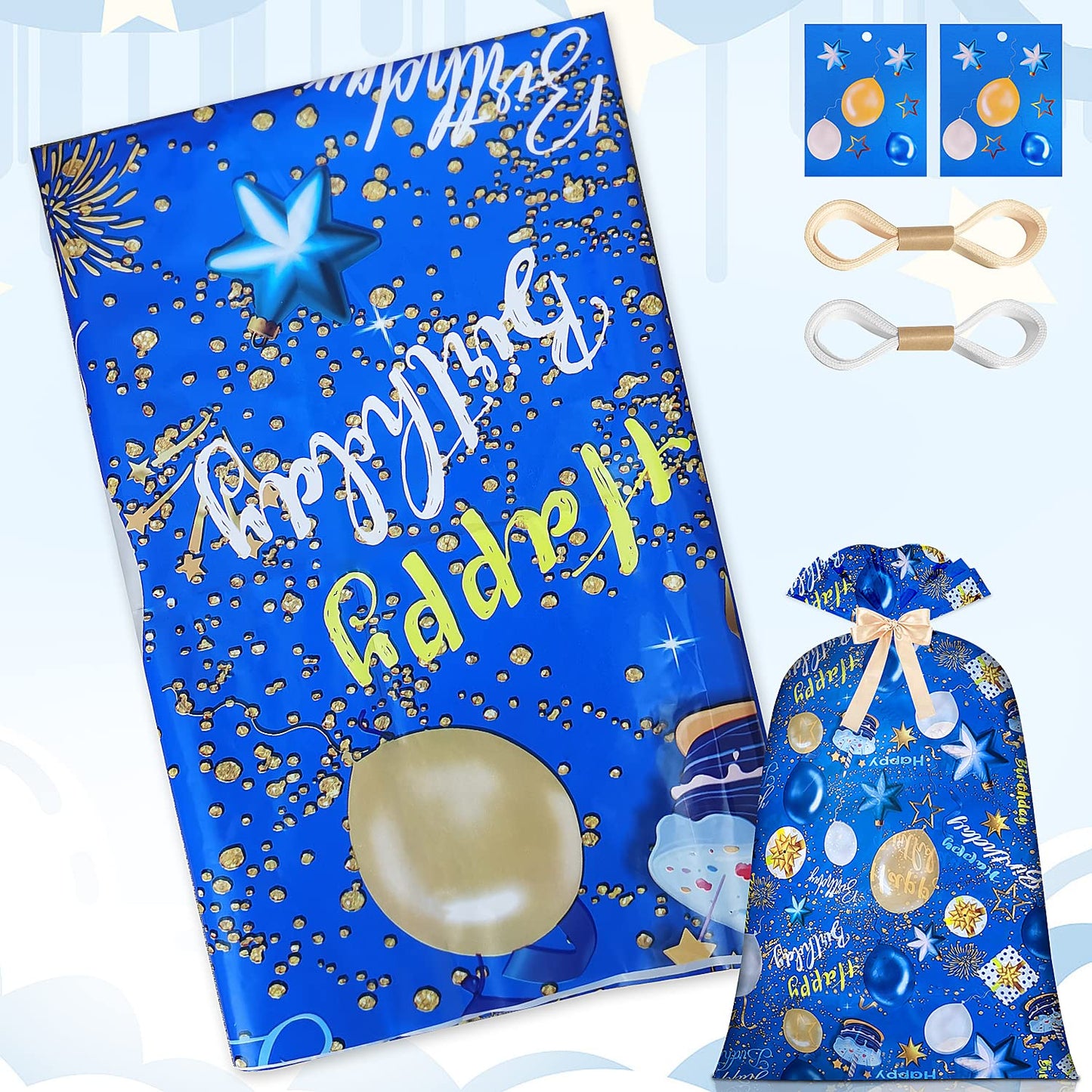Extra Large Gift Bag Jumbo Giant Gift Bags,Oversized XL Big Huge Gift Bag for Present,Blue Gift Wrap Birthday Bag Plastic Bike Wrapping Bag for Large Gifts for Boy Men Child Kids(48inch 1Pack)