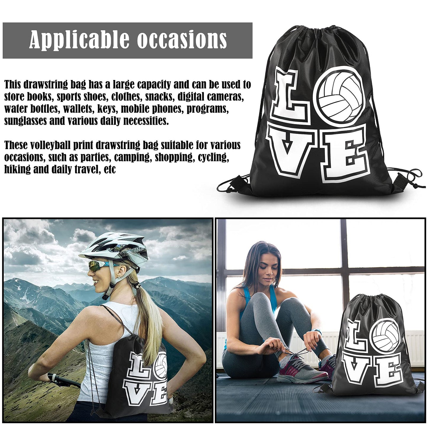Shappy 20 Pcs Drawstring Bags Bulk Volleyball Cinch Backpack Sport Gifts Bags for Teen Girls, Men Women, 13 x 17 Inch