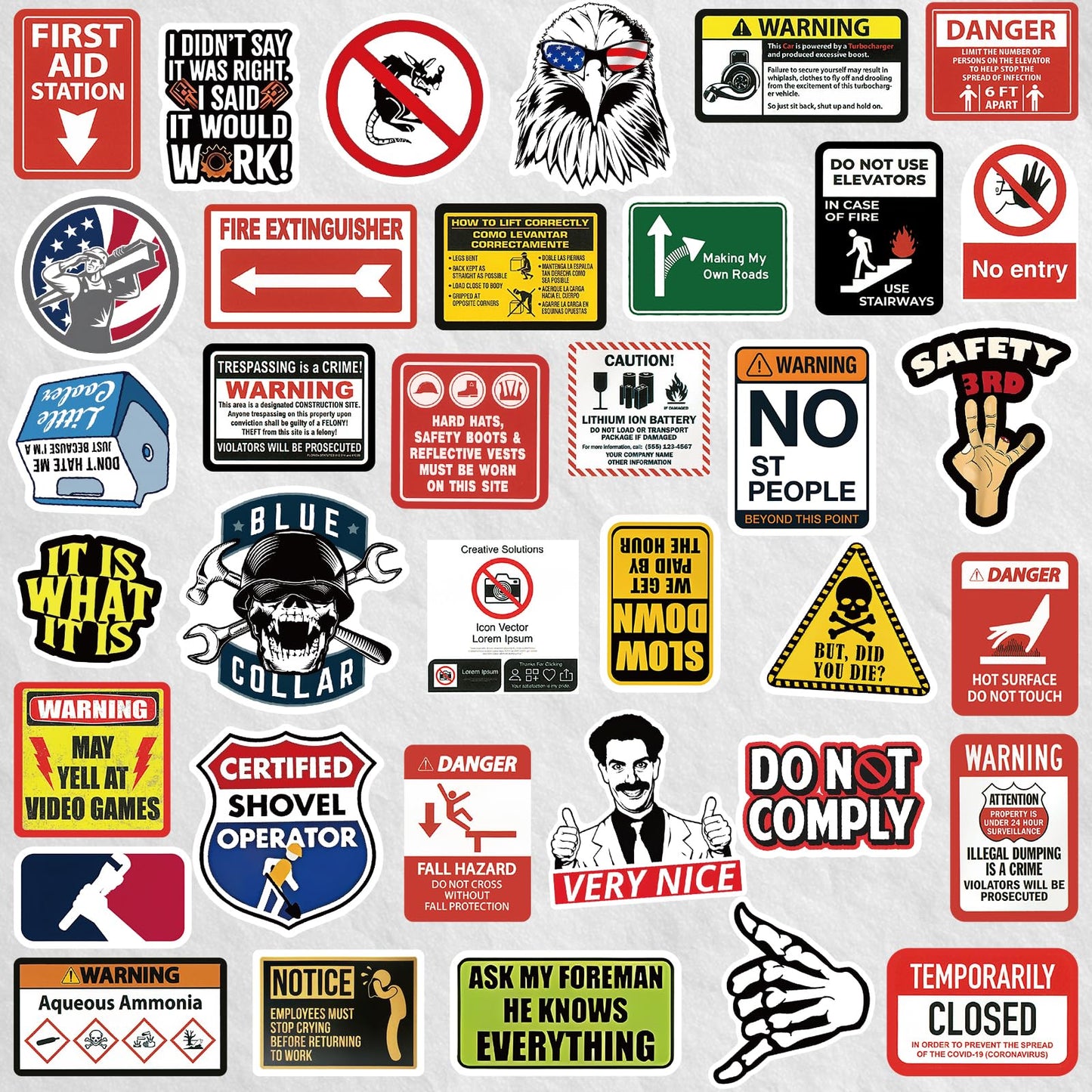 160Pcs Funny Blue Collar Hard Hat Stickers for Adults/Men - Hardhat Gifts Accessories for Construction, Welding, Electrician, Mechanic - Fit Welding, Tool Box, Helmet, Water Bottles