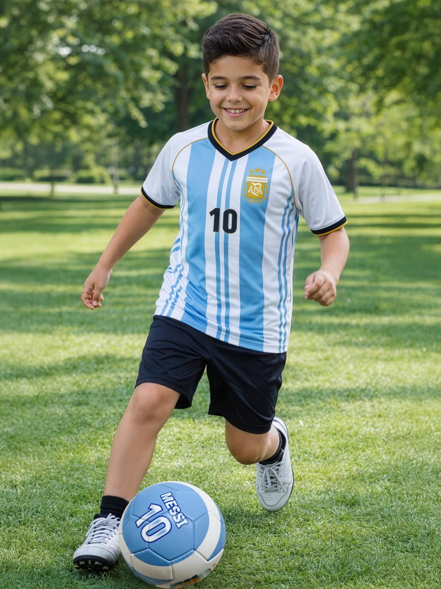 Icon Sports Licensed AFA Messi #10 Soccer Ball – Argentina Light Blue & White Football, Sizes 5, 4 & 2, Premium Recreation Ball for All Ages