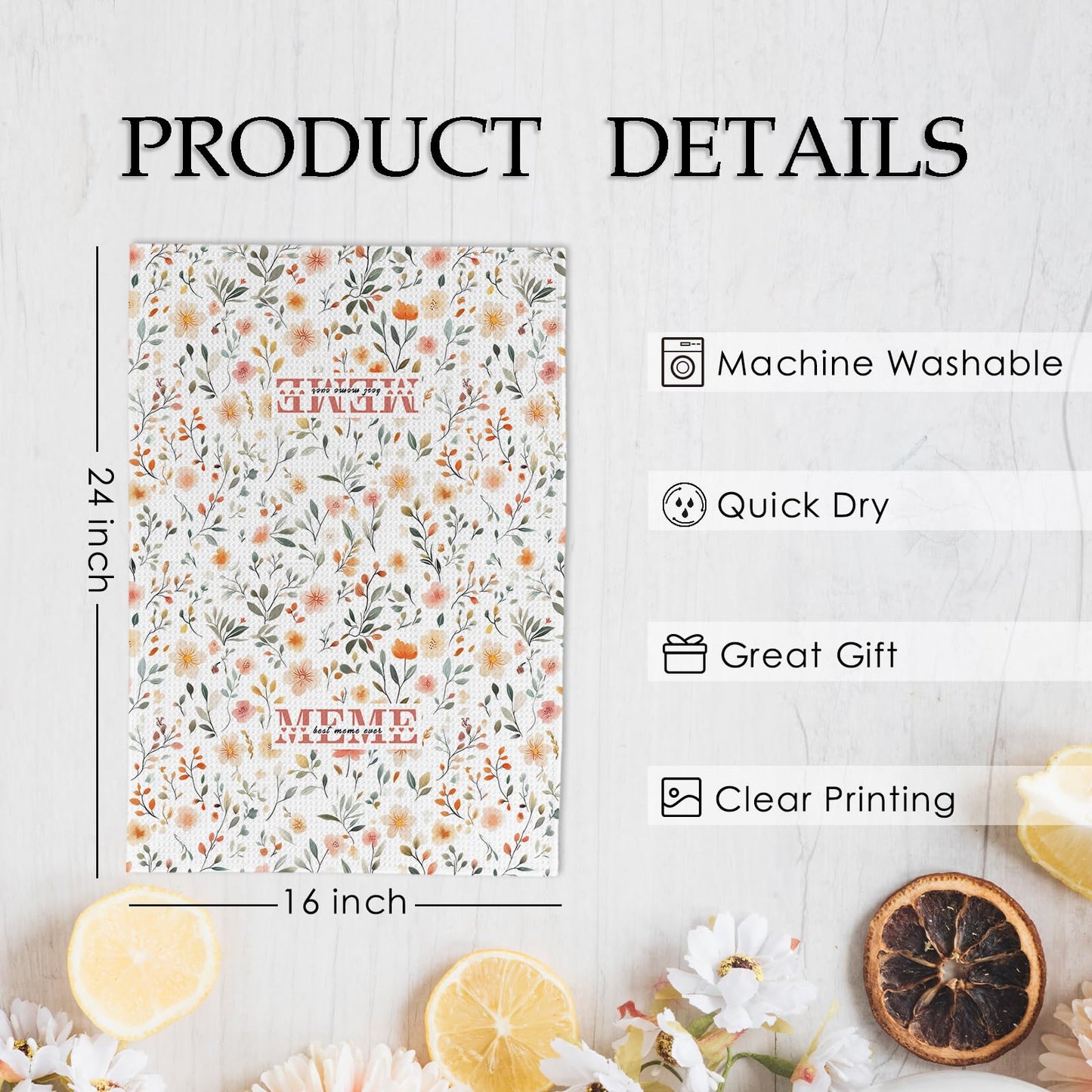 Meme Kitchen Towels, Meme Gifts, Meme Dish Towels, Meme Gifts Grandma, Grandma Mothers Day Birthday Gifts for Meme, Meme Hand Tea Towels for Bathroom Kitchen Decor, 16x24 Inches