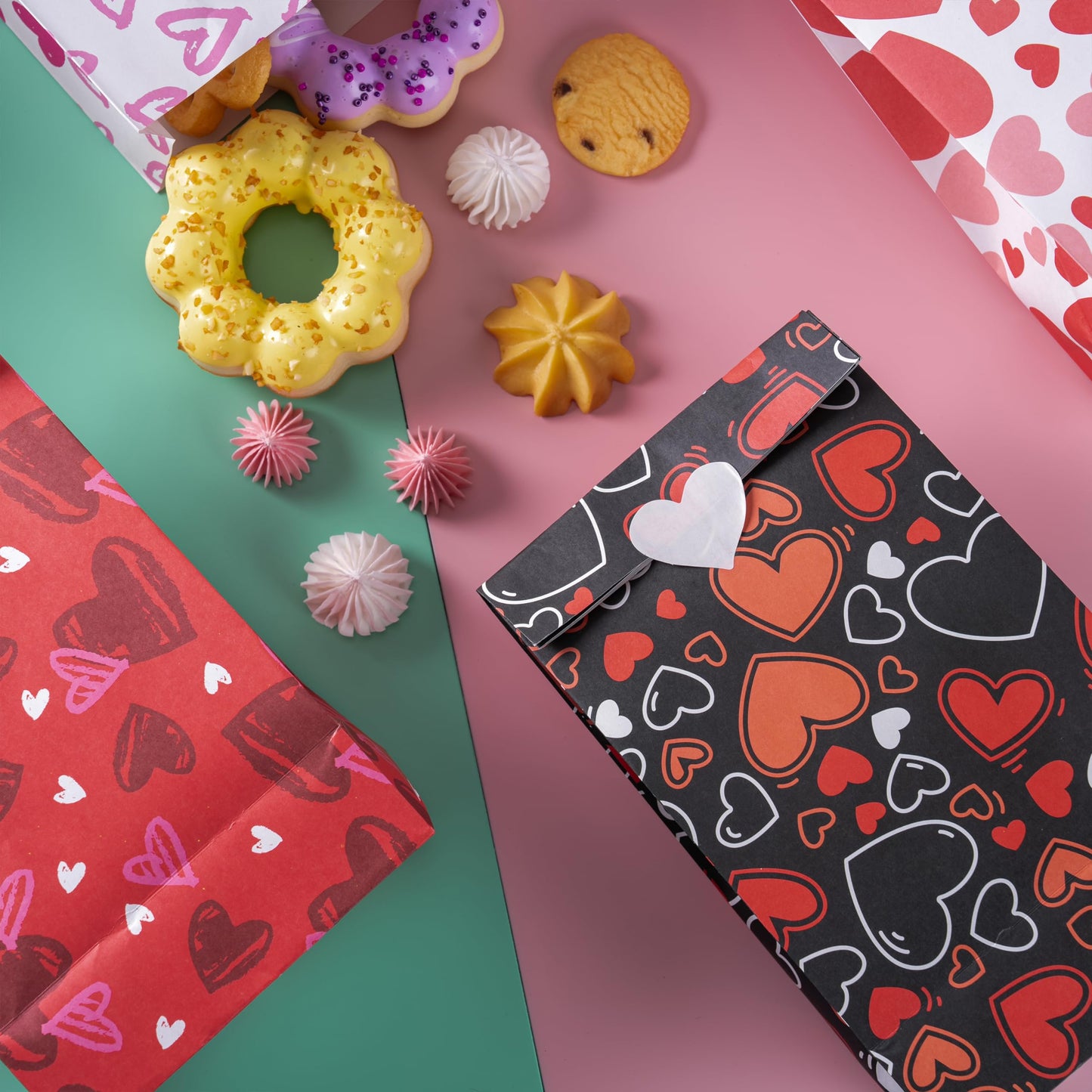JOYIN 48 Pcs Valentine’s Day Paper Gift Bags, 9.5" Goodie Bags ,Treat Bag with Love Sticker for Valentine Party Favors Gifts, Wedding Gift ,Giving Gift Wrapping Birthday,Classroom Exchange Prizes