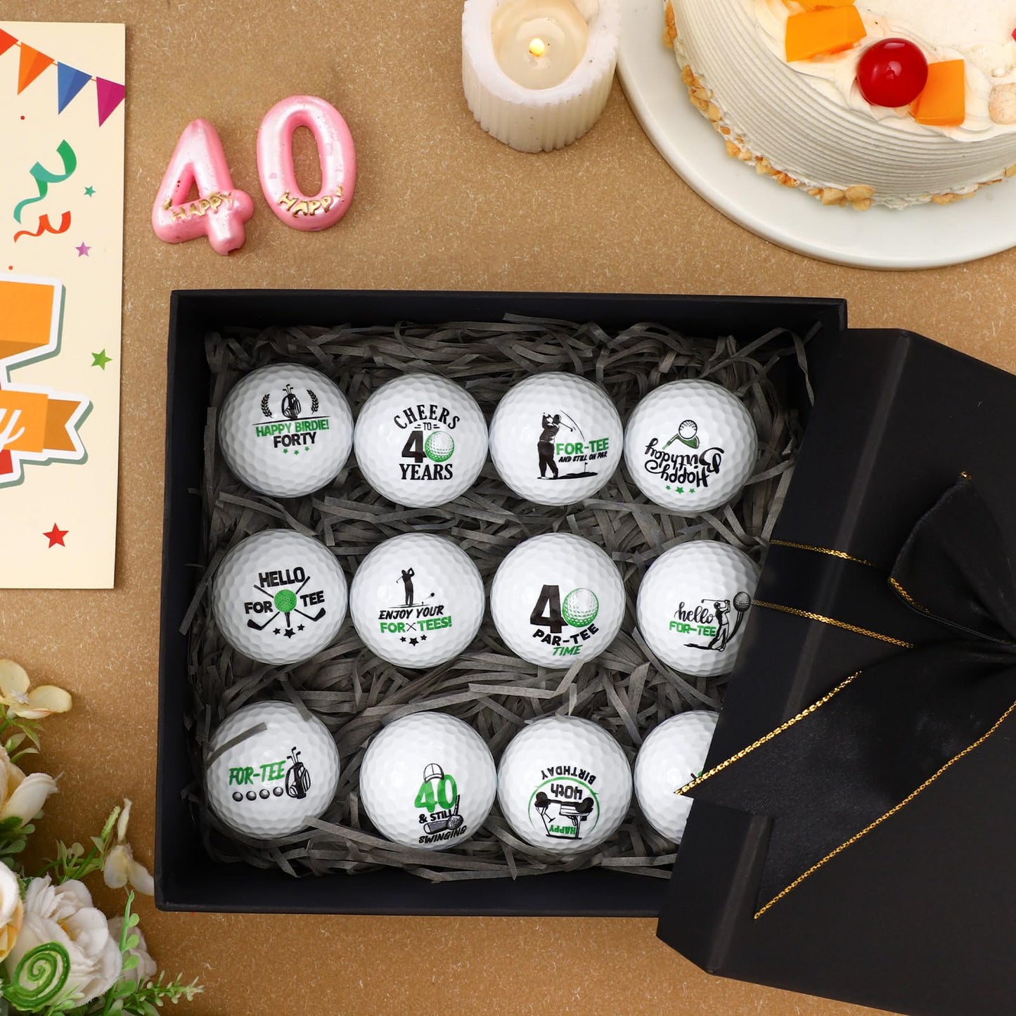 Seenelling 12 Pcs Happy Birthday Golf Ball Funny Christmas Novelty Gift for Dad Mom Coworker Employee Husband Grandpa Golfers Lovers Birthday