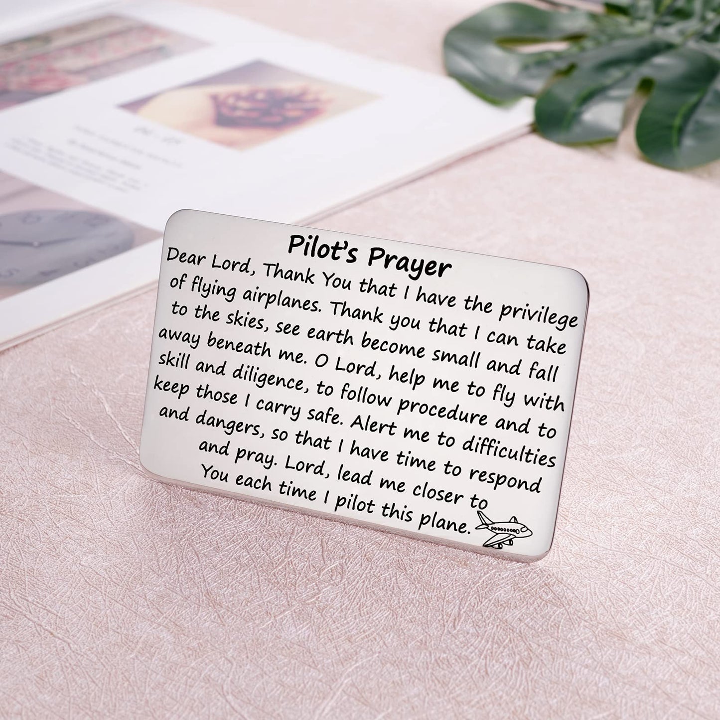 Aesnefe Pilot’s Prayer Wallet Card for Pilot Boyfriend, Aviation Gifts for Pilot Graduation, Future Pilot Gift for New Pilot, Pilot Birthday Jewelry for Him Dad
