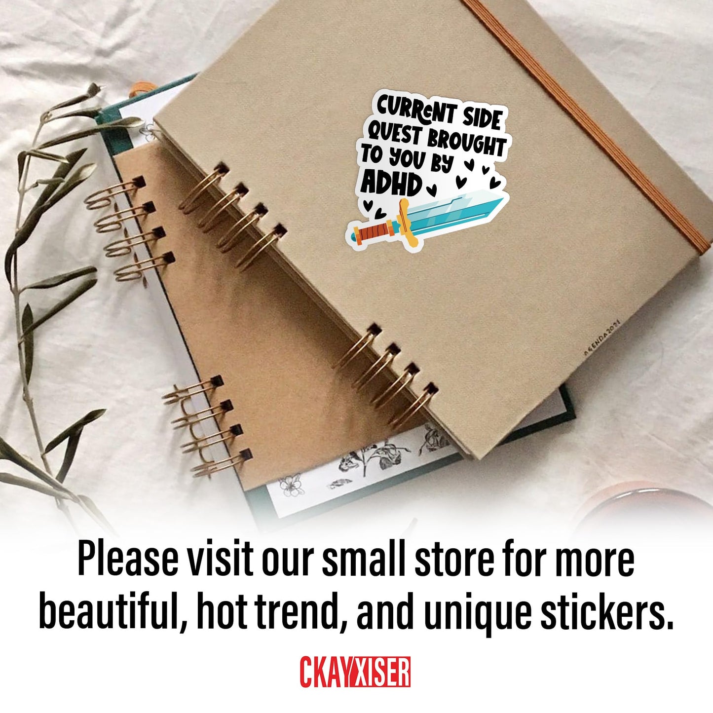 (3Pcs) Current Side Quest Brought to You by ADHD Sticker Anxious Crippling Anxiety Overthinking 2" Waterproof Die-Cut Vinyl Laptop, Water Bottle Sticker Funny Car Decal Gifts for Her Him 2 Inches