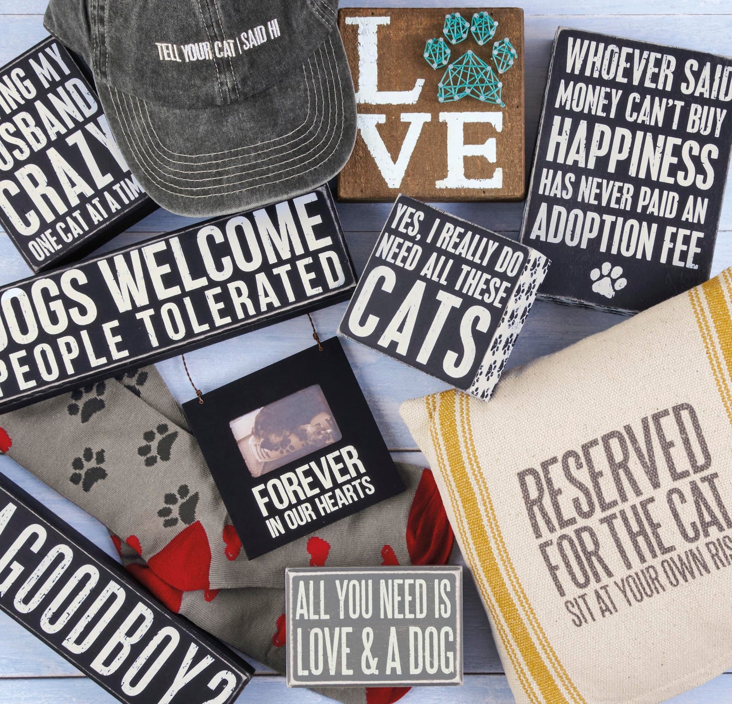 Primitives By Kathy 4" X 4" Wooden Box Sign: Yes, I Really Do Need All These Cats (23070)