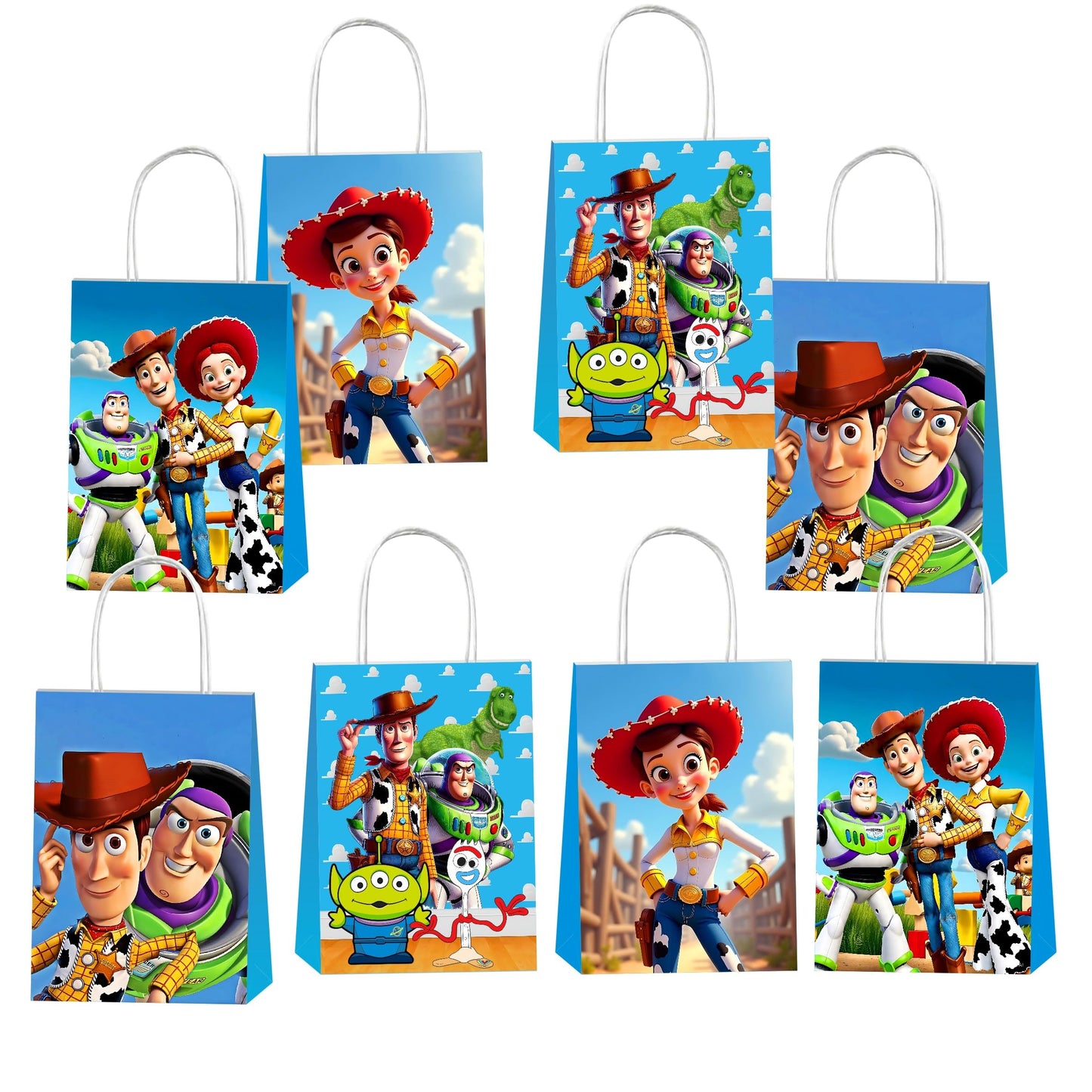 Kuailaihai 12pcs Cartoon For Toy Inspired Story Party Gift Bags with Handles,Cartoon Birthday Party Supplies for Party Decorations.