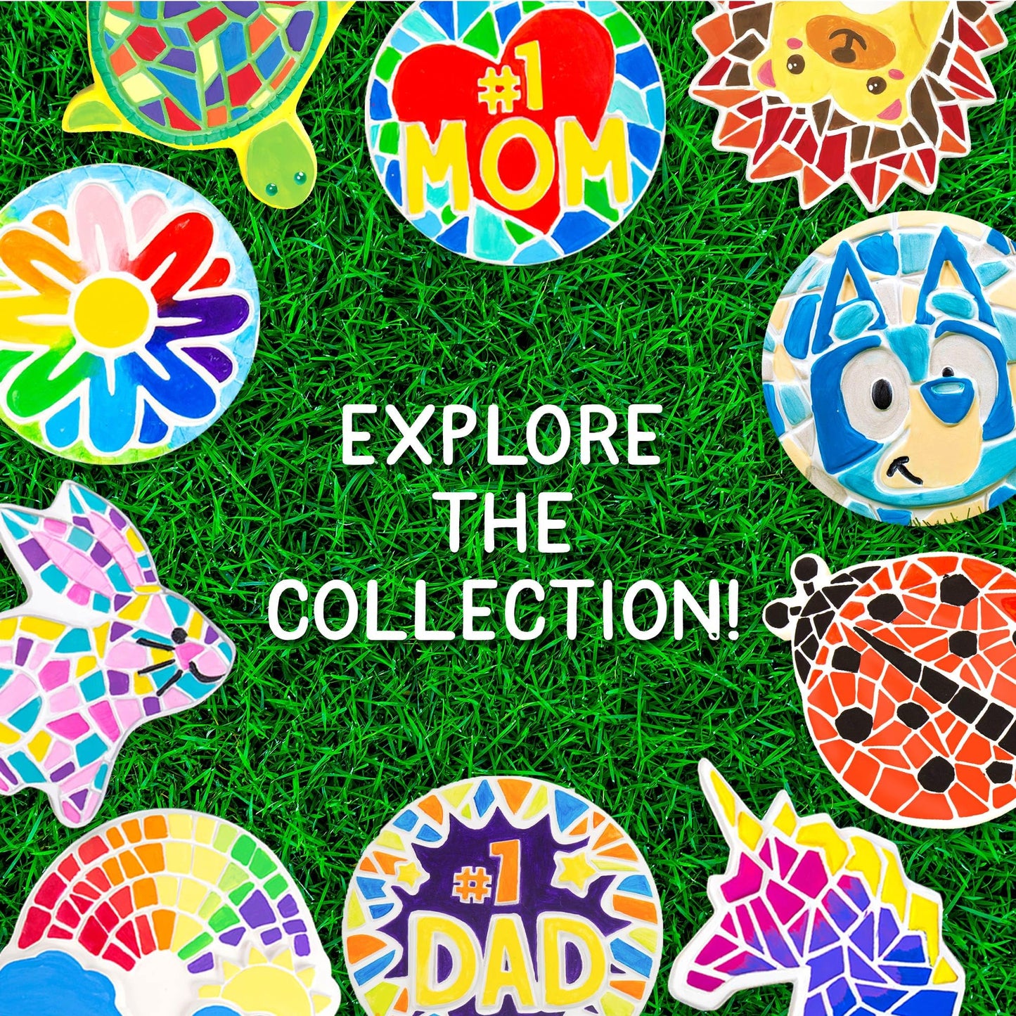 Creative Roots Paint Your Own Bunny Garden Stone, Craft Kits, Stepping Stones Kit for Kids, Ceramics to Paint, Ages 6+