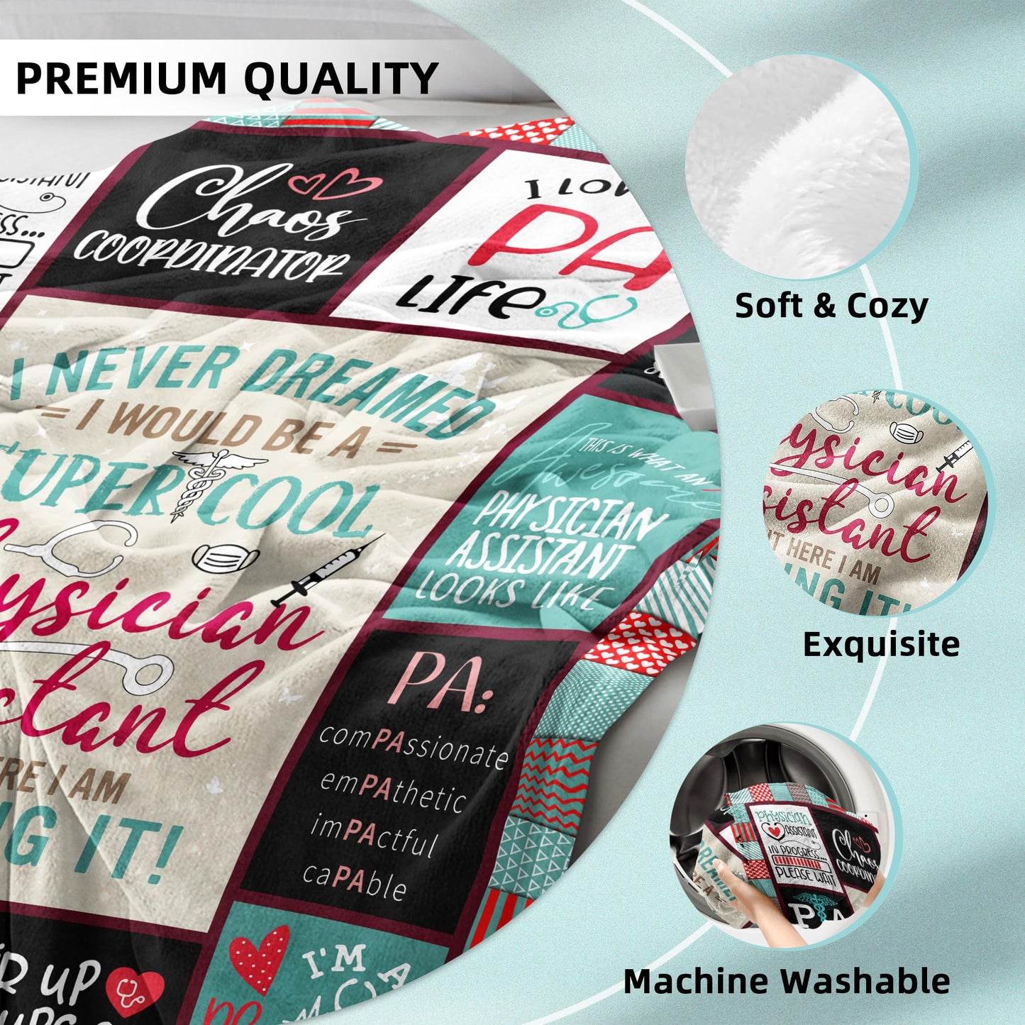 Physician Assistant Gifts Blanket 60"X 50", Physician AssistantGifts for Women, Birthday Gifts for a Physician Assistant, PA Student/School Presents