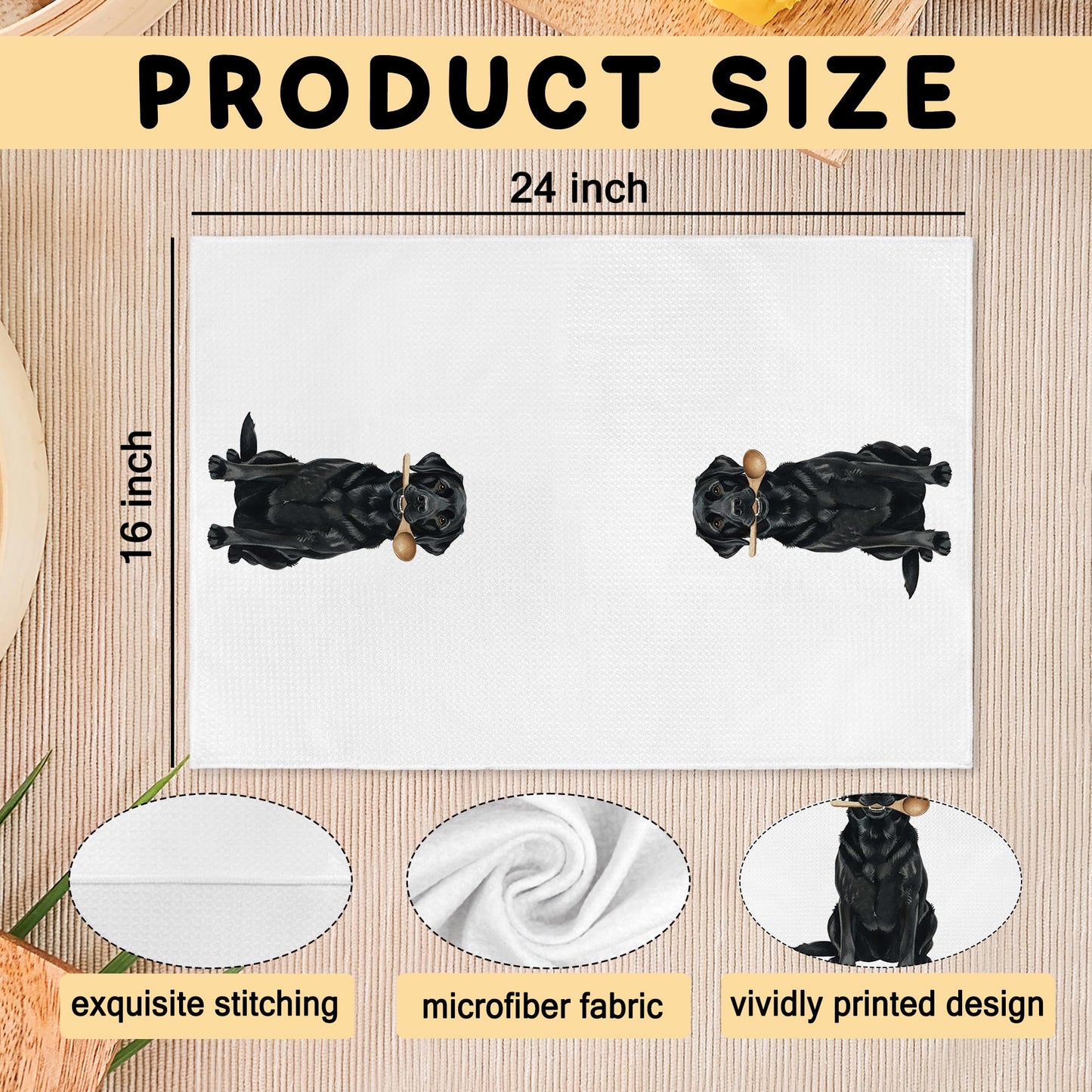 Funny Black Labrador Retriever Gifts Kitchen Towels, Black Lab Dog Lovers Gifts Hand Towels, Labrador Retriever Dish Tea Towel for Kitchen Decorations Decor, 16x24 Inch