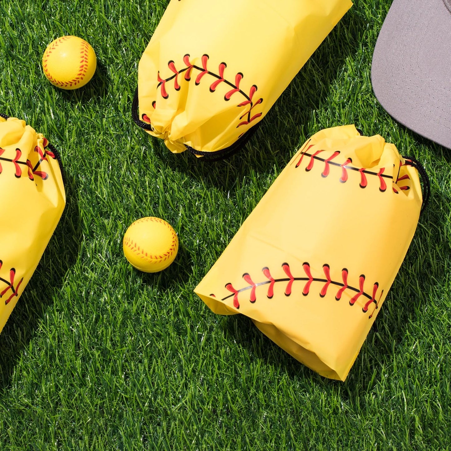 Silkfly 50 Pack Softball Snack Drawstring Bags Small Snack Plastic Goodie Gift Bags Party Favor for Sport Party Supplies, 6 x 8 Inch