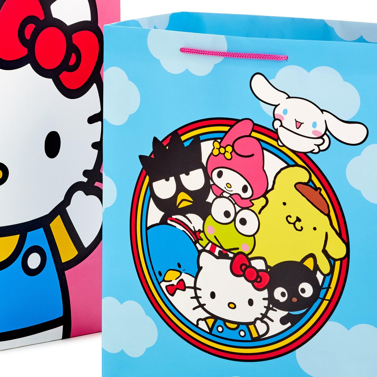 Hallmark Hello Kitty Gift Bag Bundle (2 Bags: 1 Large 13", 1 XL 15") for Birthdays, Back to School, Halloween