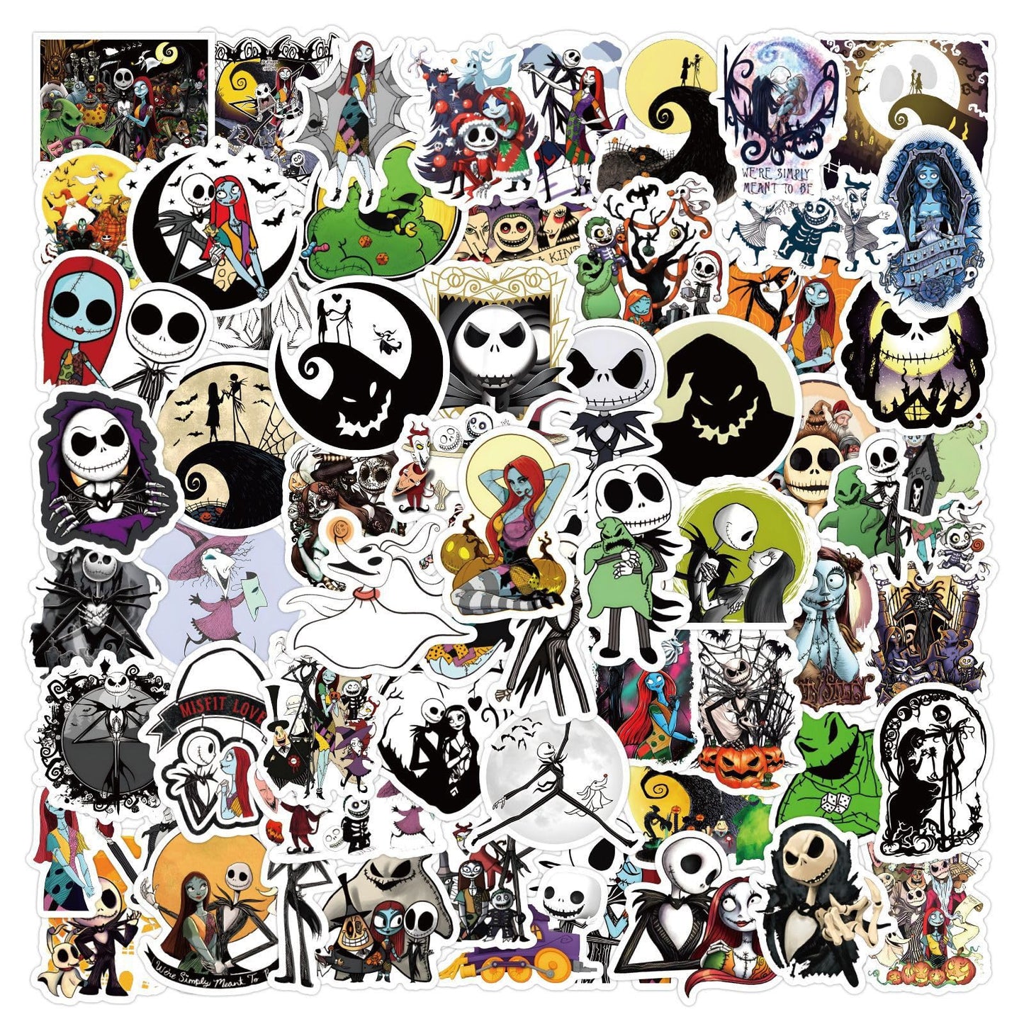 60Pcs The Nightmare Before Christmas Stickers for Kids Stickers Cute Gifts for Girls Boys Halloween Sticker for Kids Waterbottle Laptop Guitar Classroom Prizes for Elementary Students (Nightmare)