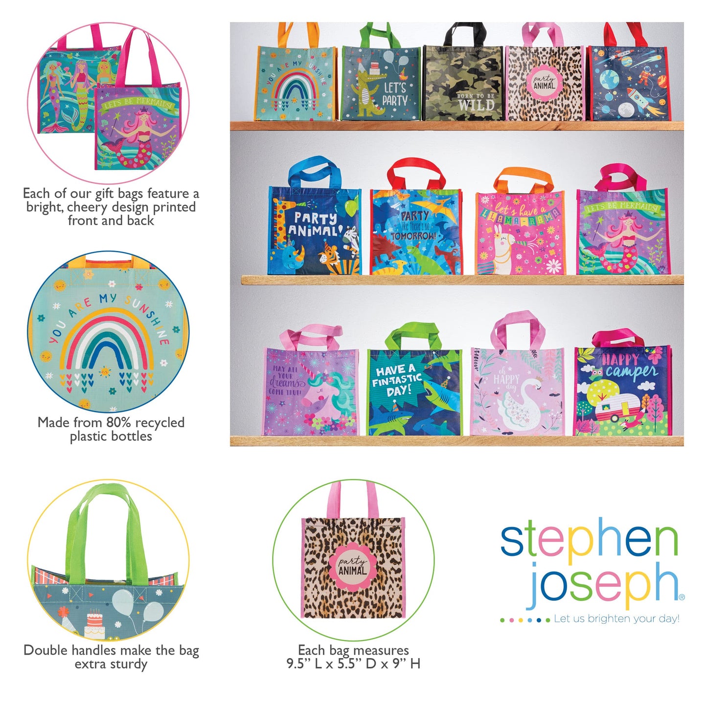 Stephen Joseph unisex child Stephen Joseph Gifts Medium Recycled Gift Bag, UNICORN, Medium US