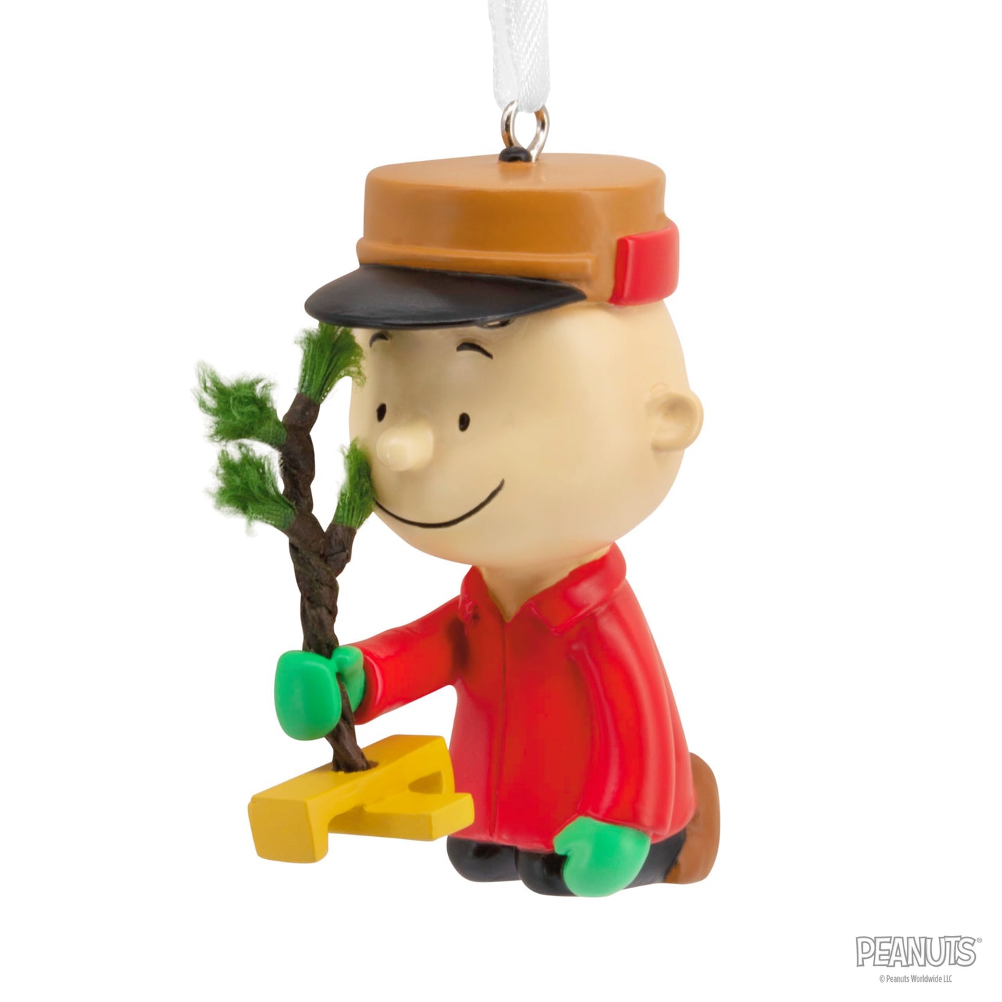 Hallmark Christmas Ornament, Peanuts Charlie Brown Kneeling with Tree Ornament, Gifts for Peanuts Fans