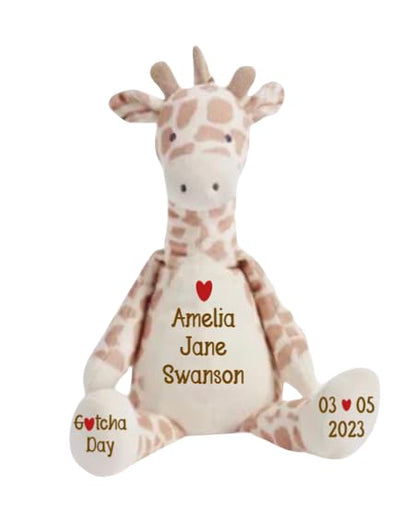 Gotcha Day, Adoption Gift - A Personalized Plush Giraffe to Celebrate an Adoption