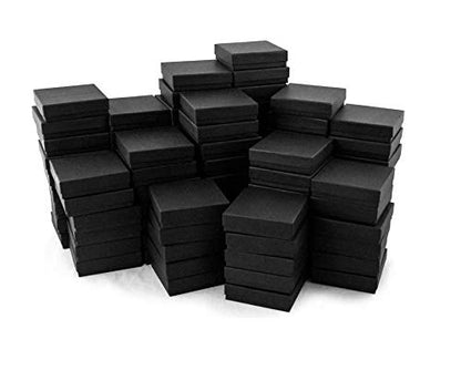 TheDisplayGuys - 25-Pack #33 Cotton Filled Cardboard Paper Jewelry Boxes Gift Case - Matte Black (3.5" x 3.5" x 1.0") - for Shipping or Storage