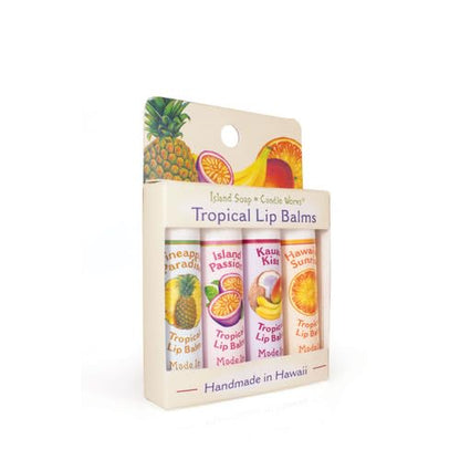 Island Soap & Candle Works Tropical Lip Balm Stick Sample Pack – 4 Pack Assorted Flavors – Moisturizing Lip Balm Sticks – Smooth, Nourishing Formula – Handmade in Hawaii