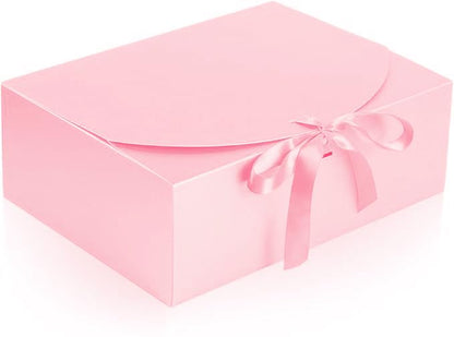 NEWSNOW 12 PCS Gift Boxes with Lids, 10x7.5x3.5 Inch Paper Gift Box, with Ribbon, Bridesmaid Proposal Box for Wedding, BirthdayPackaging, Present (Pink)