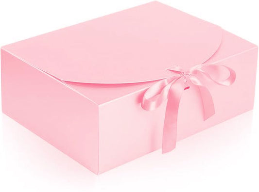 NEWSNOW 12 PCS Gift Boxes with Lids, 10x7.5x3.5 Inch Paper Gift Box, with Ribbon, Bridesmaid Proposal Box for Wedding, BirthdayPackaging, Present (Pink)