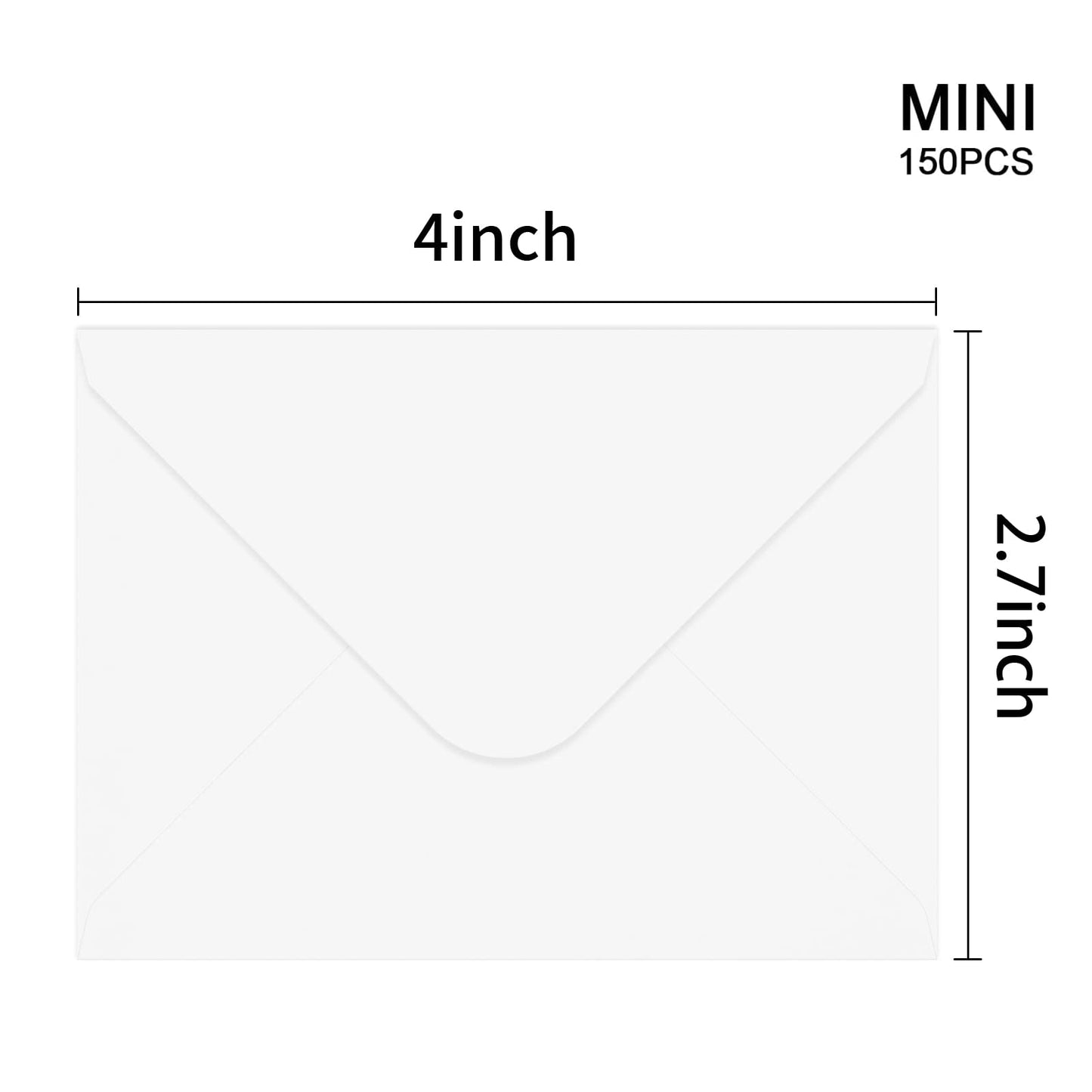150 Packs of Gift Card Envelopes, white Mini Envelopes, Gift Card Holder, Business Card Envelopes (4"x2.75") (White)