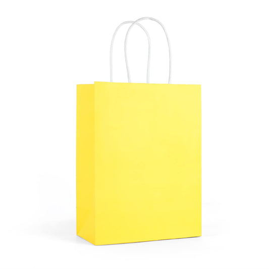 SIMPLECOOL 25pcs Small Paper Gift Bags with Handles 5.9x3.1x8.3 in. Favor Bags Goodie Bag Bulk for Party, Birthday, Wedding, Merchandise, Retail, Small Business, Arts, DIY Crafts – Yellow