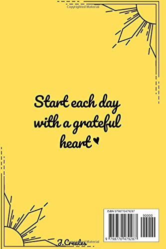 Daily Gratitude Journal Yellow with Prompts for Reflection on Gratitude, Positivity, Priorities, Focus, and Self-Care for Adults or Children: Simple Gratitude Journal Notebook
