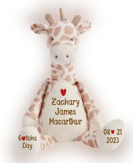 Gotcha Day, Adoption Gift - A Personalized Plush Giraffe to Celebrate an Adoption