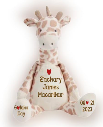 Gotcha Day, Adoption Gift - A Personalized Plush Giraffe to Celebrate an Adoption