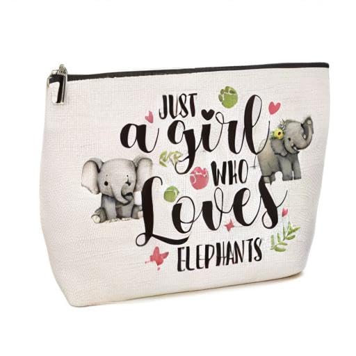 Elephant Decor Elephant Gifts for Women Just A Girl Who Loves Elephants Makeup Bag Elephants Lover Gift for Women Girls Animal Lover Birthday Christmas Gifts for Girls