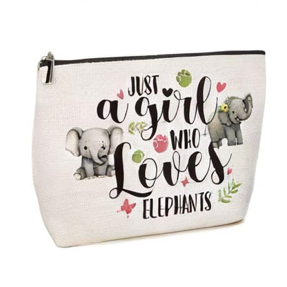 Elephant Decor Elephant Gifts for Women Just A Girl Who Loves Elephants Makeup Bag Elephants Lover Gift for Women Girls Animal Lover Birthday Christmas Gifts for Girls