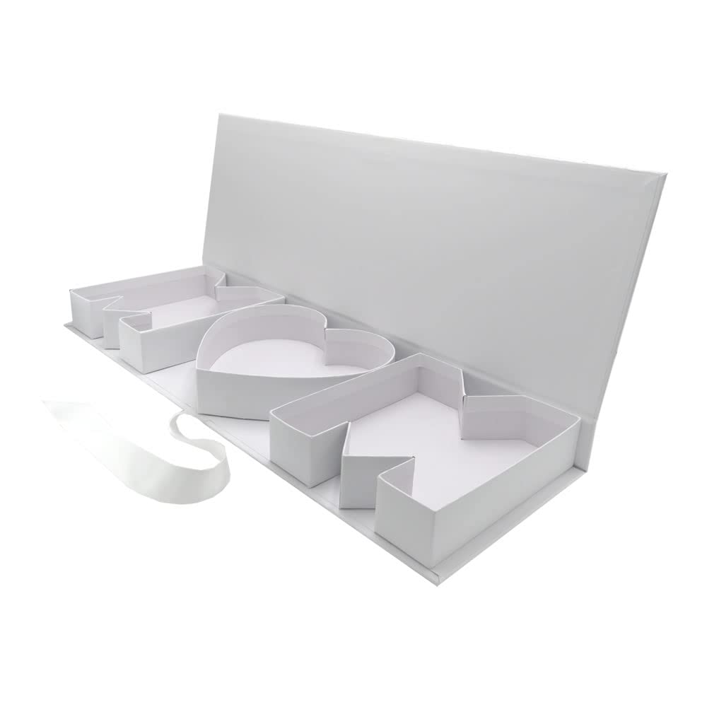 WENPACK Empty Flower Gift Box MOM Cardboard Letter Shaped Fillable Chocolate Strawberry Candy Packaging (MOMwhite)