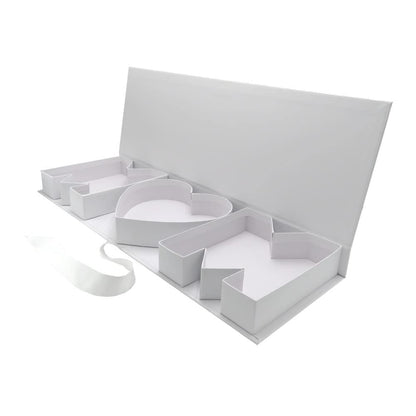 WENPACK Empty Flower Gift Box MOM Cardboard Letter Shaped Fillable Chocolate Strawberry Candy Packaging (MOMwhite)