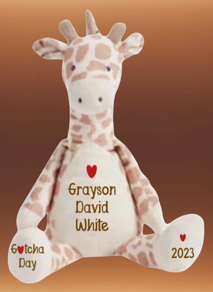 Gotcha Day, Adoption Gift - A Personalized Plush Giraffe to Celebrate an Adoption