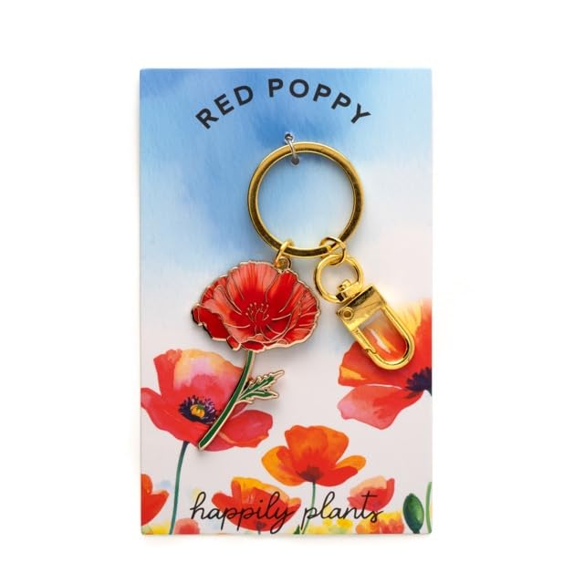 Red Poppy Keychain & Bag Charm – California Poppy Floral Accessory, Boho Gifts, August Birth Flower Keychain, Flower Gifts