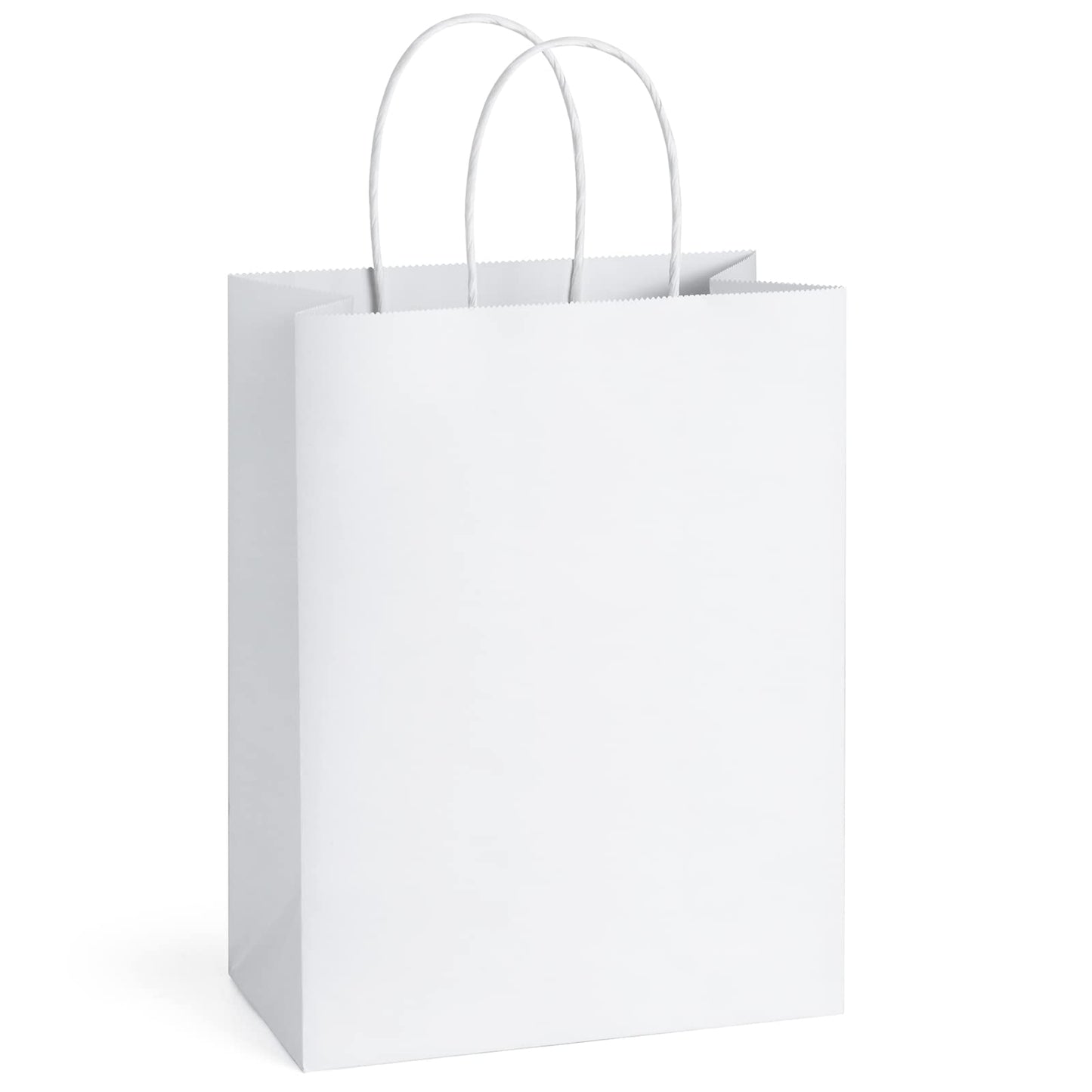 BagDream 50Pcs Gift Bags 8x4.25x10.5 Kraft Paper Gift Bags with Handles Bulk for Shopping, Wedding, Party Favor, Merchandise, Retail, White Paper Grocery Sacks
