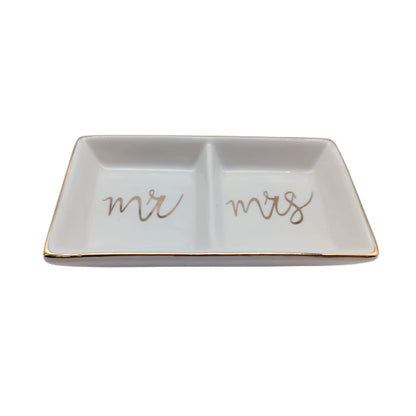 Mr and Mrs Ring Dish Jewelry Dish Ceramic Jewelry Holder Ring Holder for Wedding Engagement Valentine's Day Gift