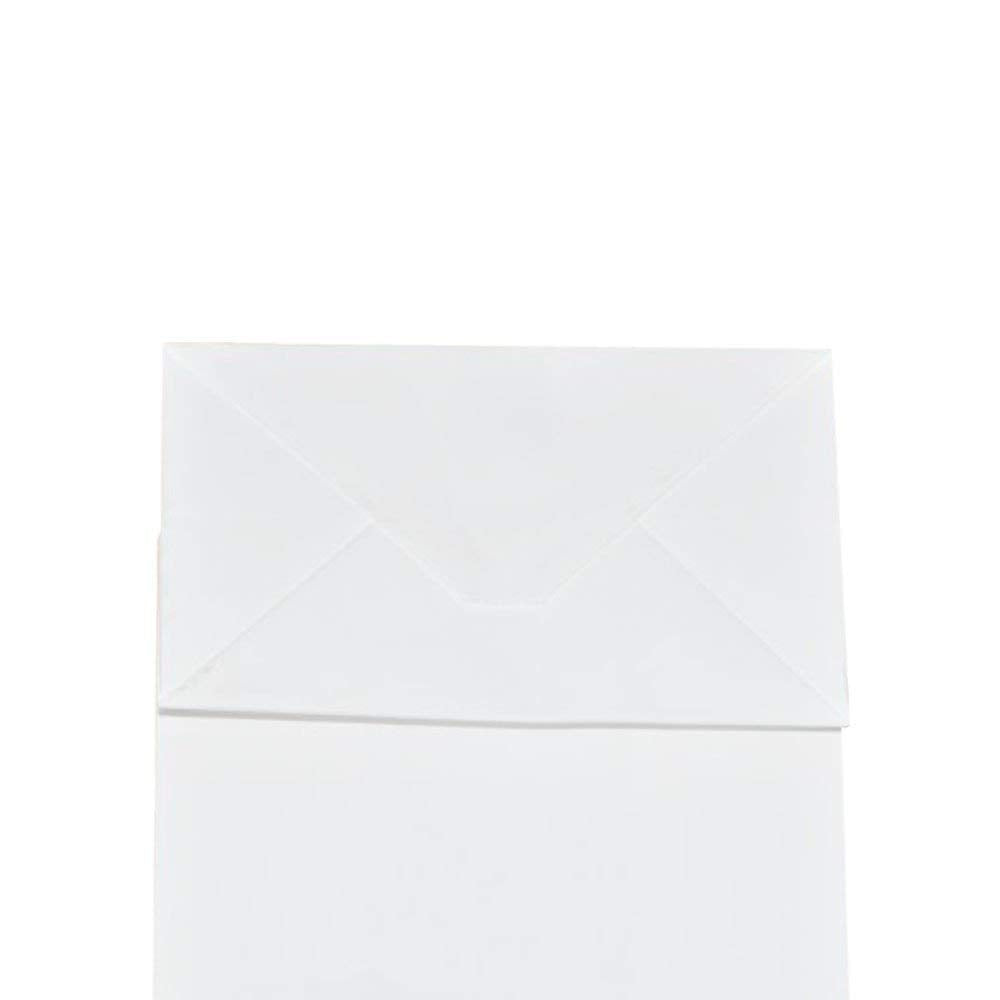 bagmad 100 Pack Sturdy Small White Kraft Paper Bags with Handles Bulk, Gift Bags 5.25x3.25x8 Inch, Craft Grocery Shopping Retail Party Favors Wedding Business Sacks (White, 100pcs)