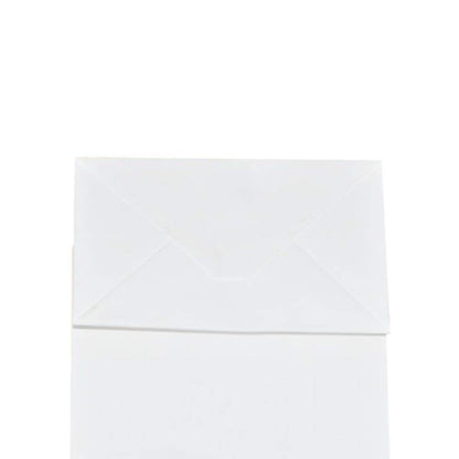 bagmad 100 Pack Sturdy Small White Kraft Paper Bags with Handles Bulk, Gift Bags 5.25x3.25x8 Inch, Craft Grocery Shopping Retail Party Favors Wedding Business Sacks (White, 100pcs)