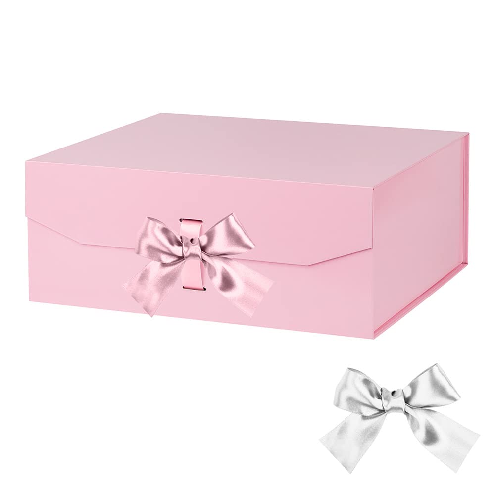 GoooodGift Pink Gift Box Large 13x11x5.3 Inches, Pink Gift Boxes for Presents with Magnetic Closure Lid, Luxury Gift Box Rectangle Collapsible Boxes for Gift Packaging